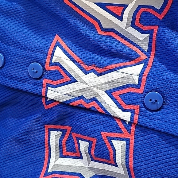 Texas Rangers #32 Hamilton Blue, Red, White 100% Polyester Button Up Y-L Jersey - Picture 4 of 5